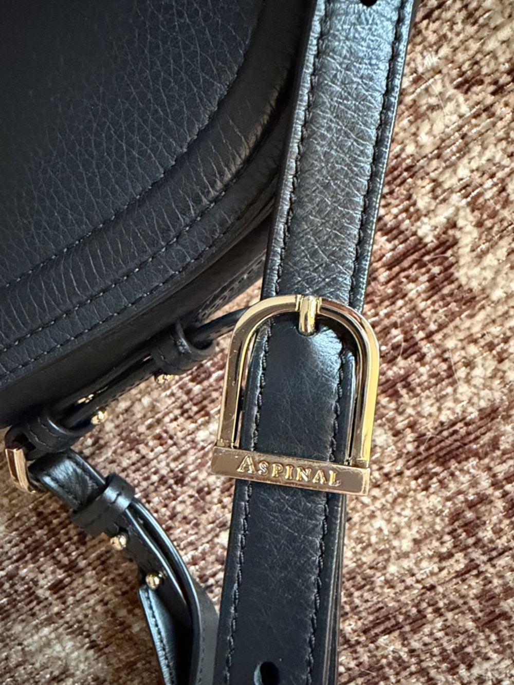 Aspinal of London Black Pebbled Leather Saddle Bag - Picture 6 of 7
